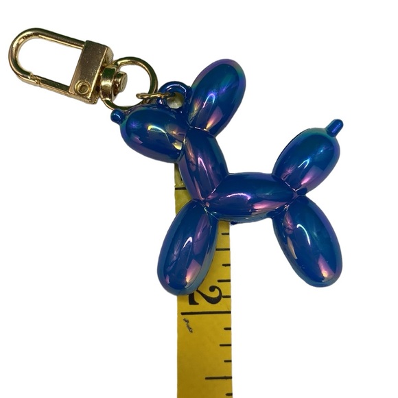 Blue Iridescent Multichrome Balloon Dog Bag Charm Keychain - Picture 7 of 11